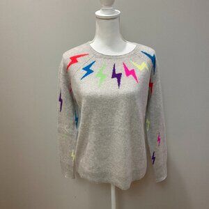 Aqua Cashmere Grey Bolt Sweater